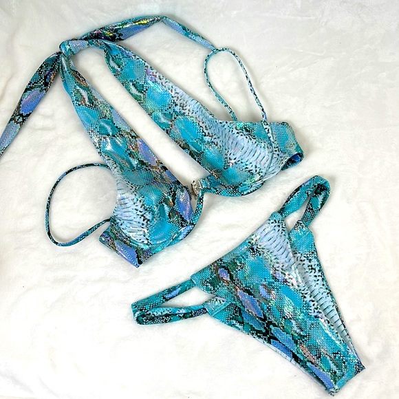 New Shein 2 piece snake skin swimsuit S - Picture 5 of 10